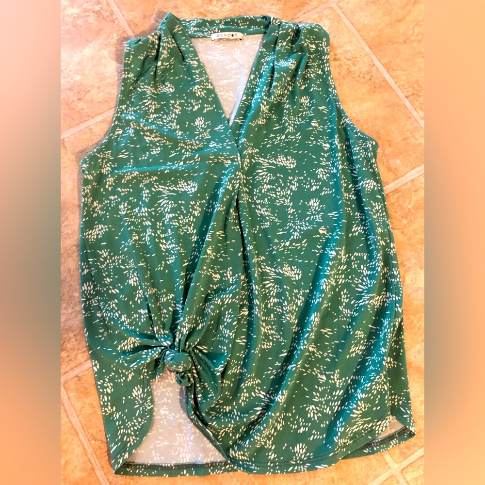 Tank blouse, size S, green/white